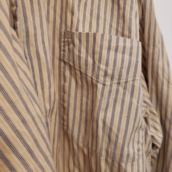Nautica Mens Tan Navy Striped ButtonDown Shirt XXL - Picture 5 of 9